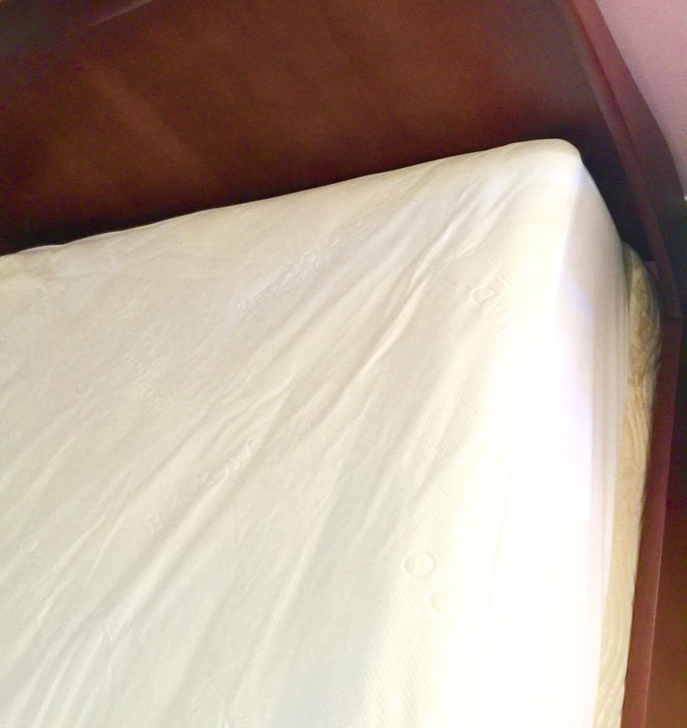 Red Nomad Mattress Protector on Bed Side